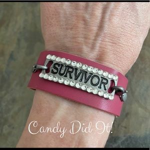 NWT Pink Survivor Adjustable Bling Cuff Bracelet
